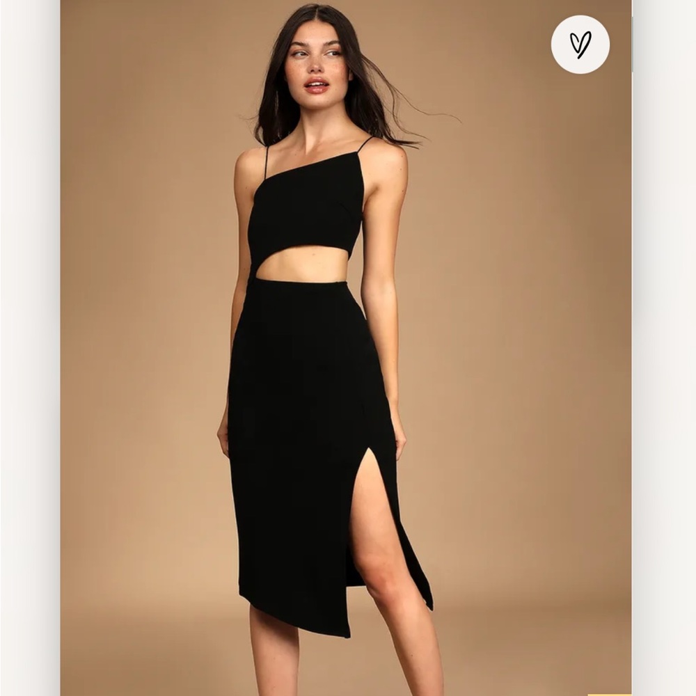 Lulus Flawless Attitude Asymmetrical Cutout Midi Dress